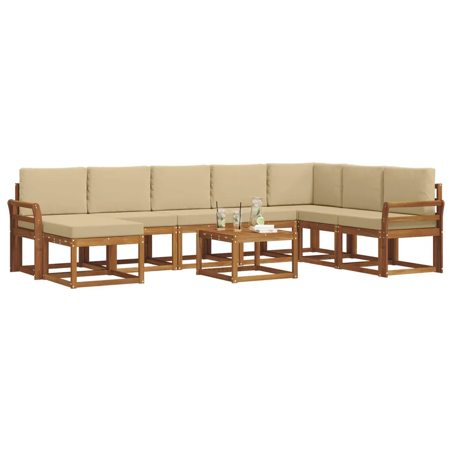 Ensemble de canapés d'extérieur 9 pcs Naturel et Beige - 3