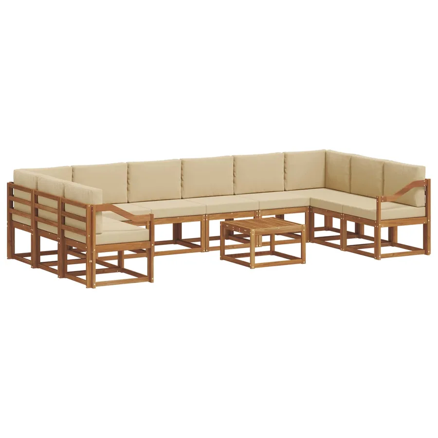 Ensemble de canapés d'extérieur 11 pcs Naturel et Beige - 2