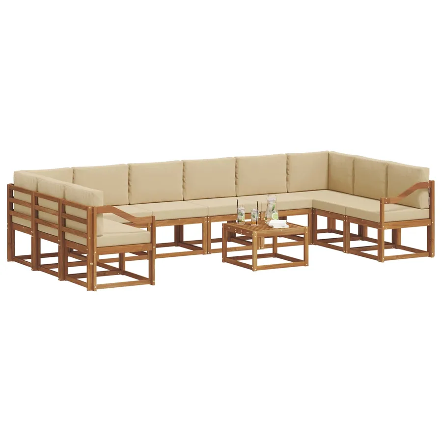 Ensemble de canapés d'extérieur 11 pcs Naturel et Beige - 3