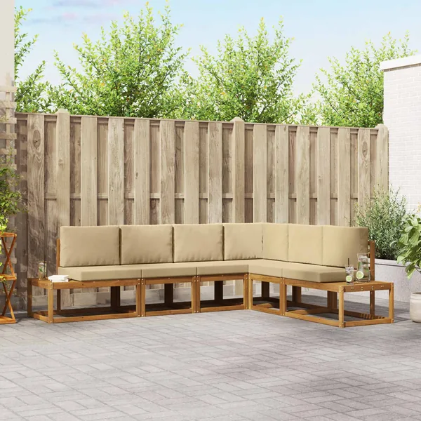 Ensemble de canapés d'extérieur 6 Pièce Naturel et Beige