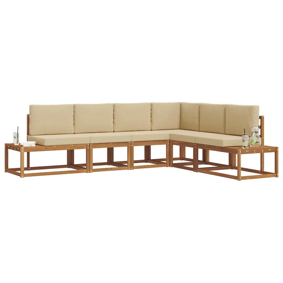 Ensemble de canapés d'extérieur 6 Pièce Naturel et Beige - 3
