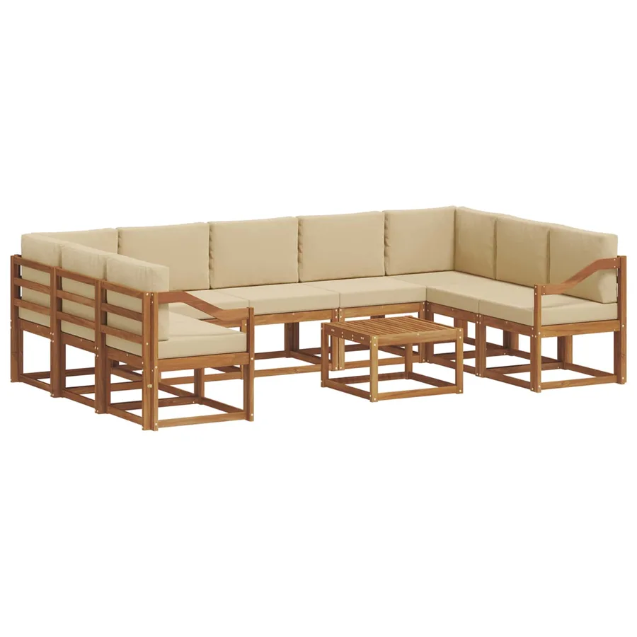Ensemble de canapés d'extérieur 10 pcs Naturel et Beige - 2