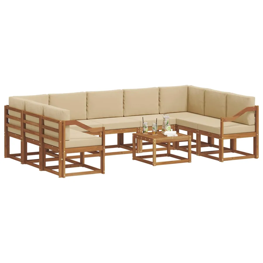 Ensemble de canapés d'extérieur 10 pcs Naturel et Beige - 3