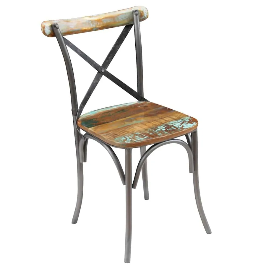 Chaises à manger lot de 4 bois de récupération solide - 2
