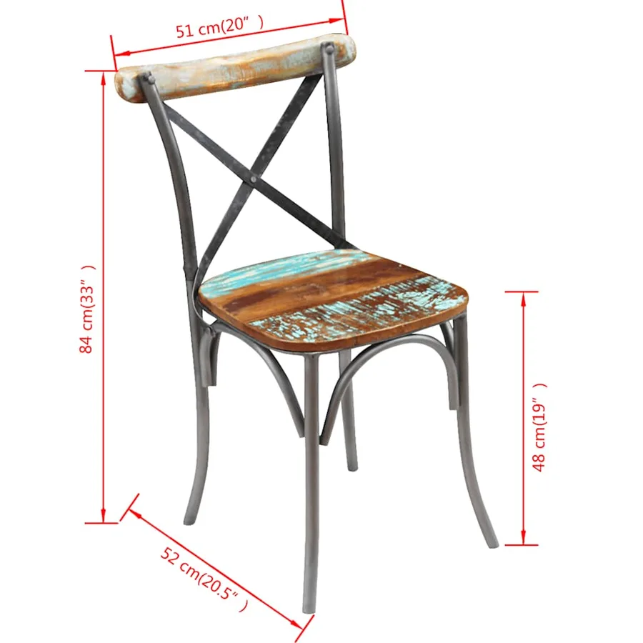 Chaises à manger lot de 4 bois de récupération solide - 5
