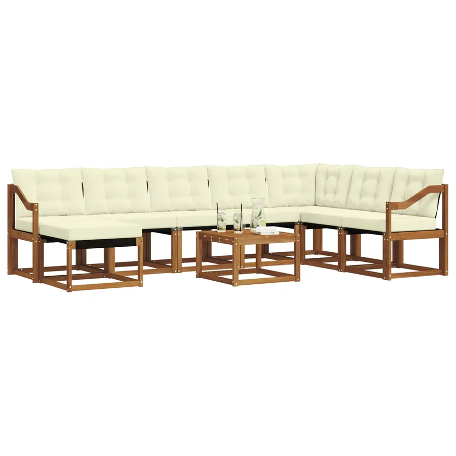 Ensemble de canapés d'extérieur 9 pcs Naturel et Crème - 3