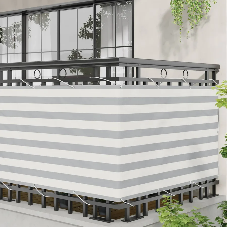 Écran de balcon Gris clair et blanc 90 x 600 cm - 3