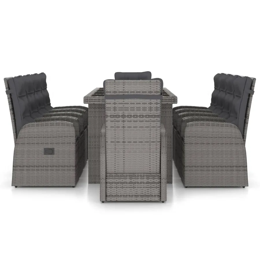 Salon de jardin 11 pcs avec coussins Résine tressée Gris - 3