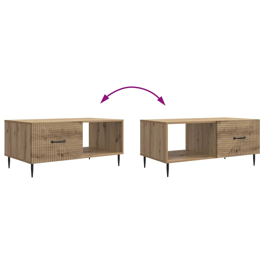 Table basse Chêne artisanal 90 x 50 x 40 cm Bois d'ingénierie - 10