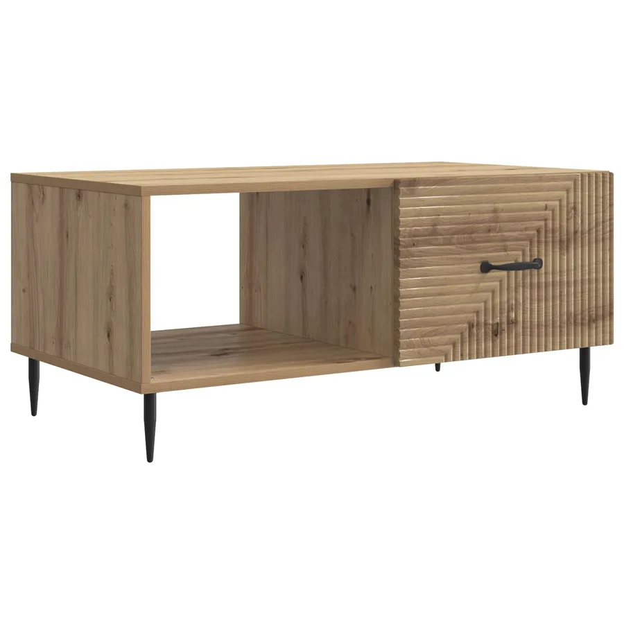 Table basse Chêne artisanal 90 x 50 x 40 cm Bois d'ingénierie - 2