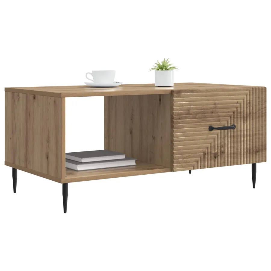 Table basse Chêne artisanal 90 x 50 x 40 cm Bois d'ingénierie - 3
