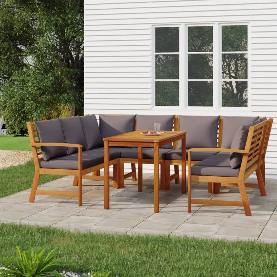 Garden Dining Set with Cushions 7 pcs Acacia Wood