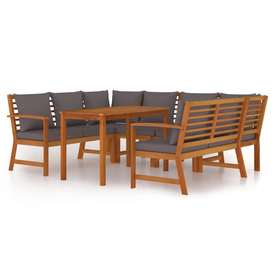 Ensemble à manger de jardin coussins 7 pcs Bois acacia - 2