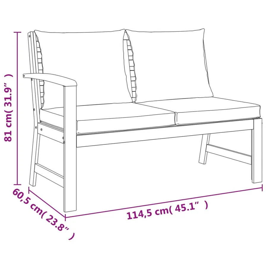 Ensemble à manger de jardin coussins 7 pcs Bois acacia - 9