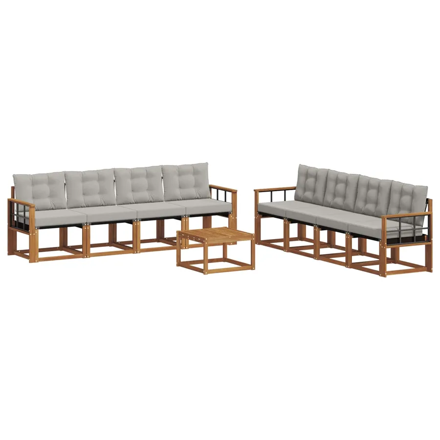 Ensemble de canapés d'extérieur 9 pcs Gris Naturel et Clair - 2