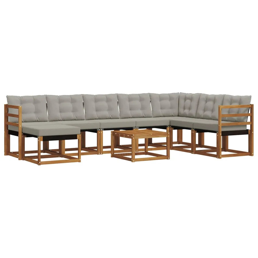 Ensemble de canapés d'extérieur 9 pcs Gris Naturel et Clair - 2