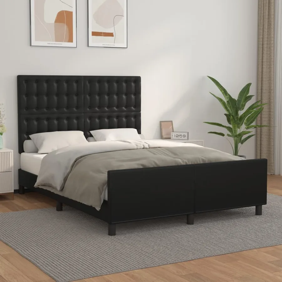 Cadre de lit sans matelas noir 140x200 cm similicuir
