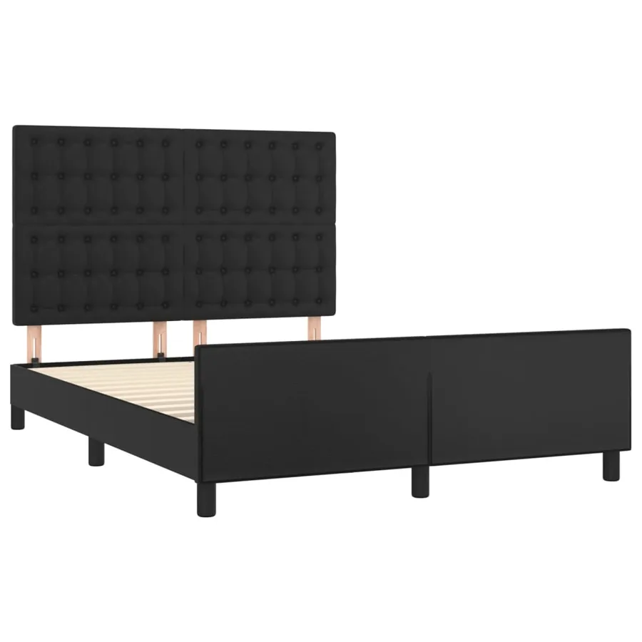 Cadre de lit sans matelas noir 140x200 cm similicuir - 4