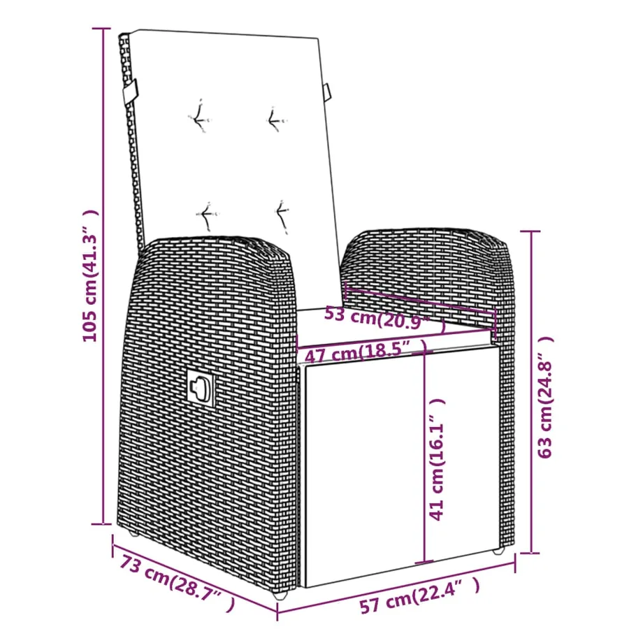 Ensemble à manger de jardin avec coussins 7 pcs Gris - 12