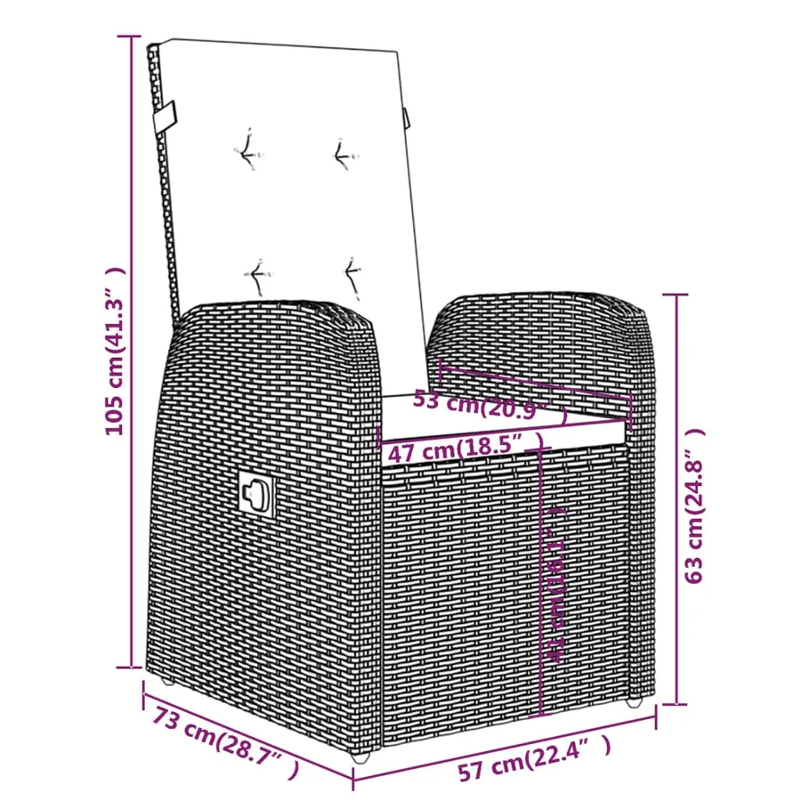 Ensemble à manger de jardin avec coussins 7 pcs Gris - 13