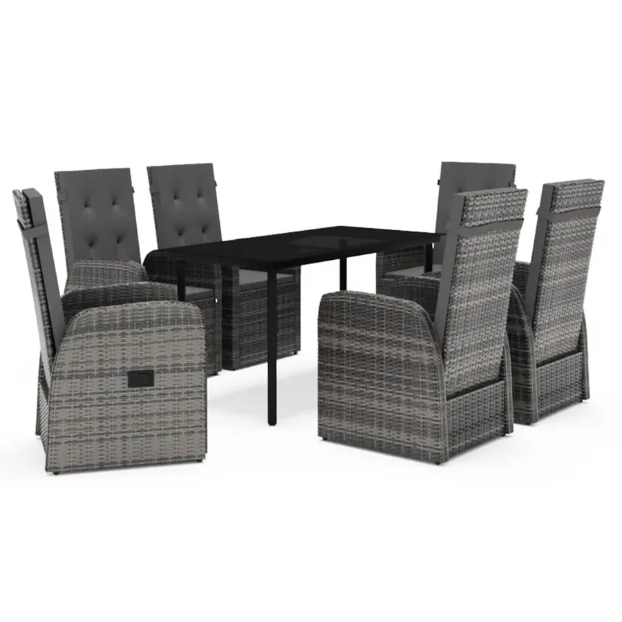 Ensemble à manger de jardin avec coussins 7 pcs Gris - 2
