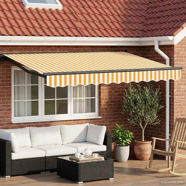 Auvent rétractable électrique Jaune et blanc 3 x 2 m