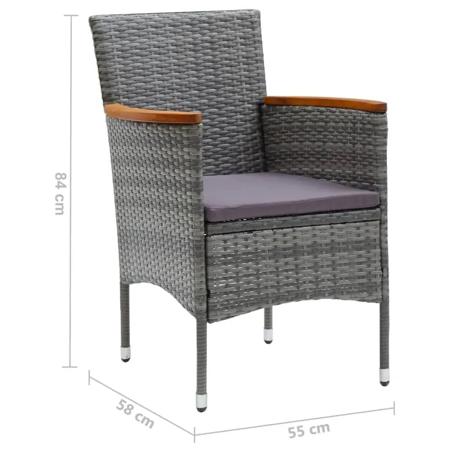 Ensemble à manger de jardin coussins 9pcs Résine tressée Gris - 11