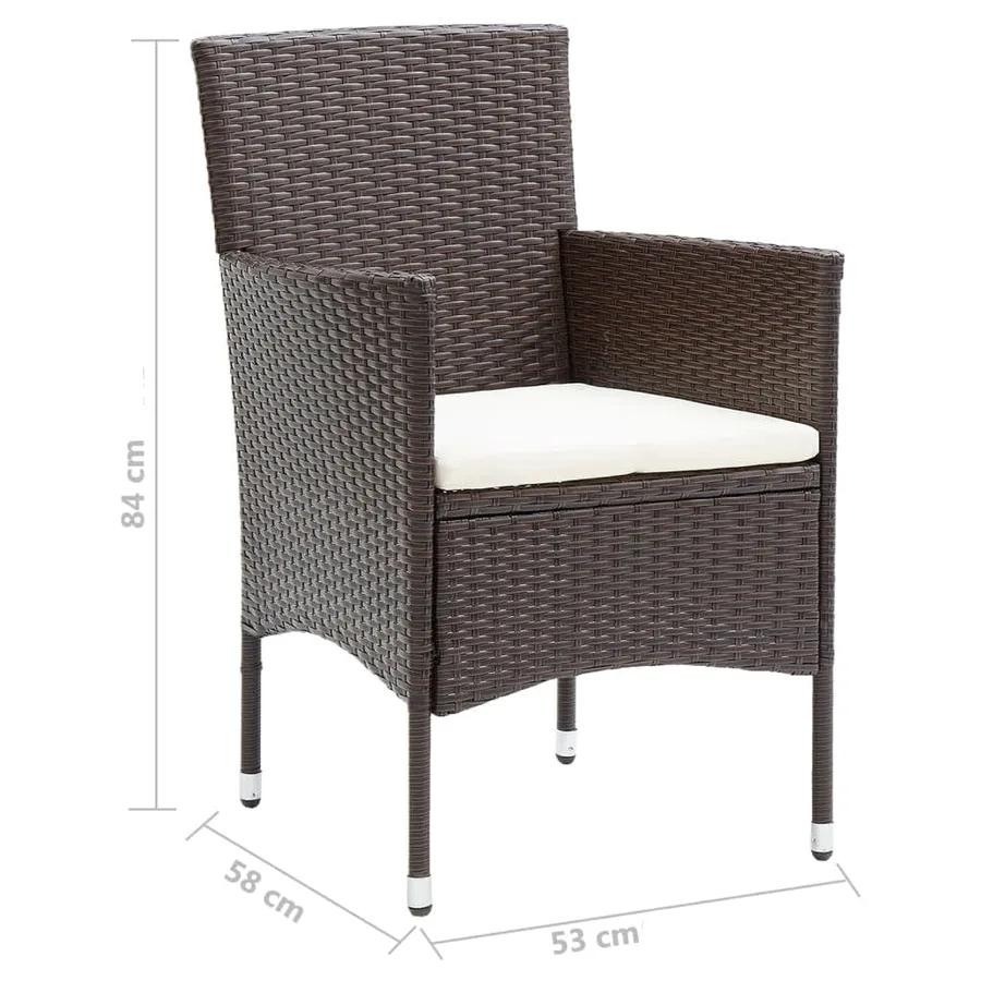 Ensemble à manger de jardin et coussins 7 pcs marron poly rotin - 11