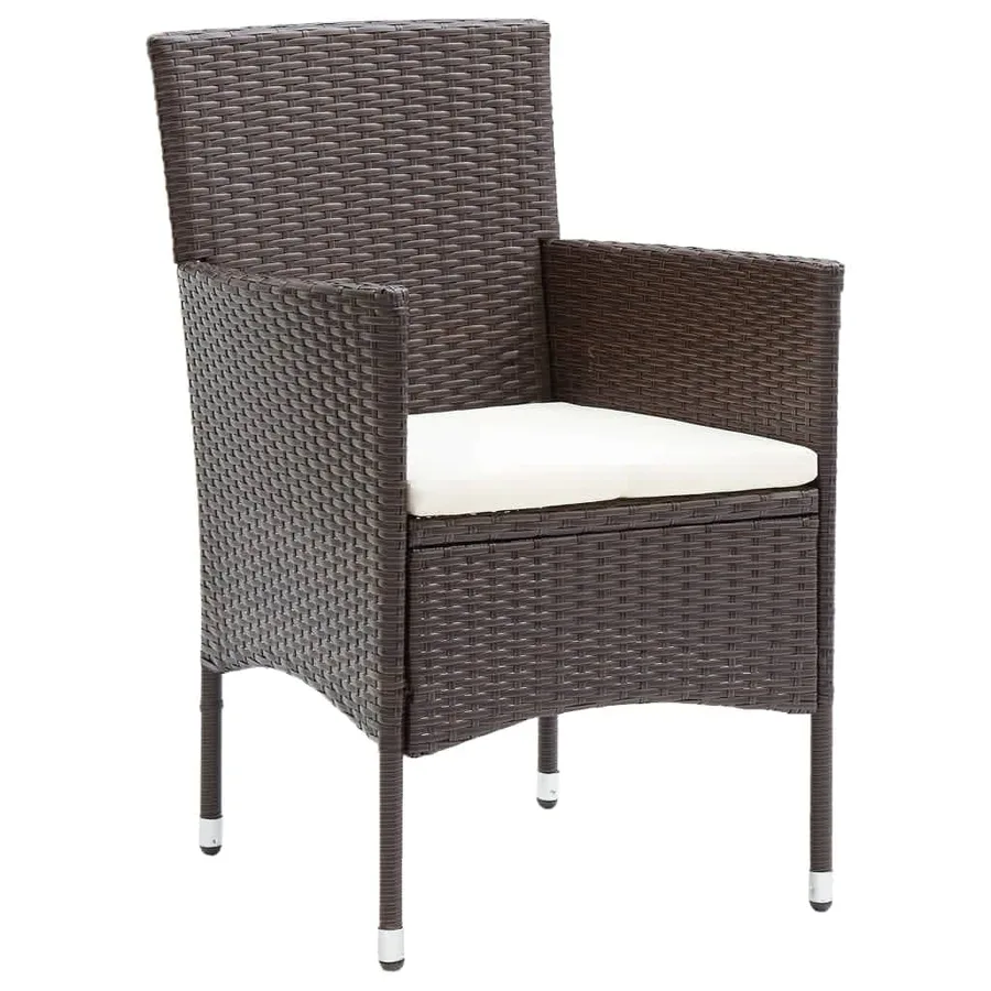 Ensemble à manger de jardin et coussins 7 pcs marron poly rotin - 4