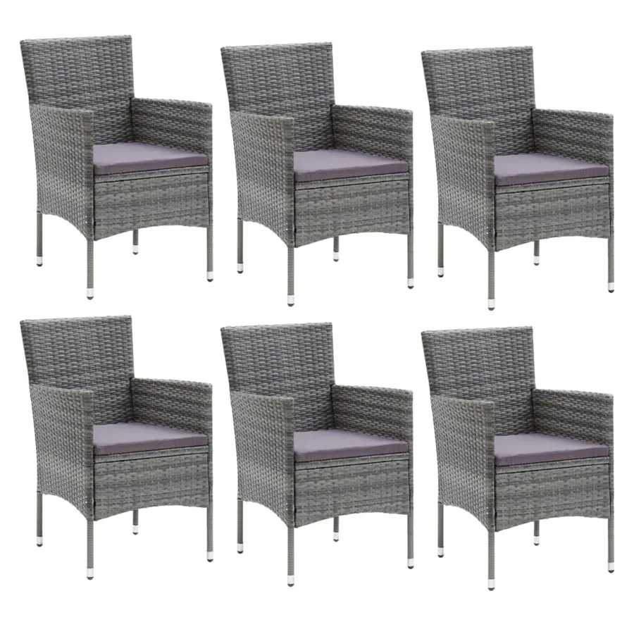 Ensemble à manger de jardin coussins 7pcs Résine tressée Gris - 3
