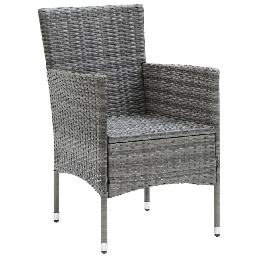 Ensemble à manger de jardin coussins 7pcs Résine tressée Gris - 5