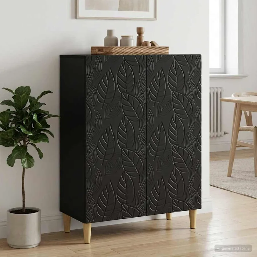 Buffet Noir 66 x 34,5 x 90 cm Bois d'ingénierie