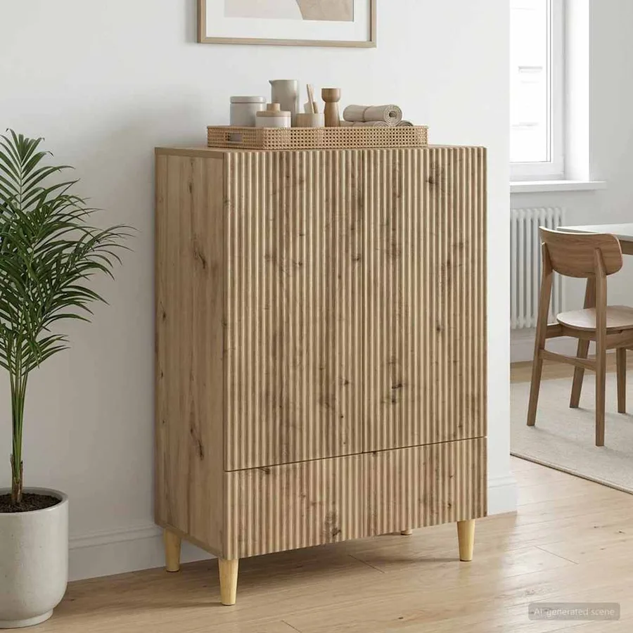 Buffet Chêne artisanal 66 x 34,5 x 95 cm Bois d'ingénierie - 3