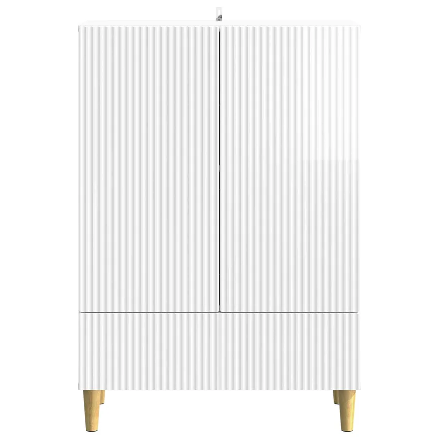 Buffet Blanc brillant 66 x 34,5 x 95 cm Bois d'ingénierie - 5