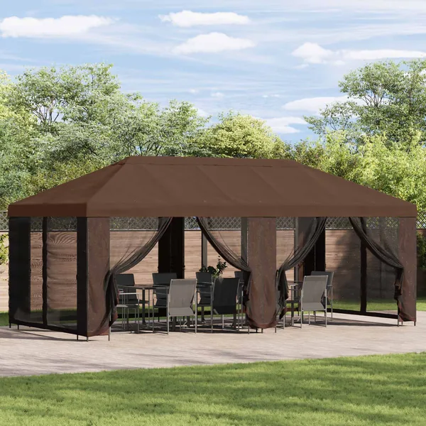 Abri de jardin 6 x 3 m Marron Polyester et Acier 190
