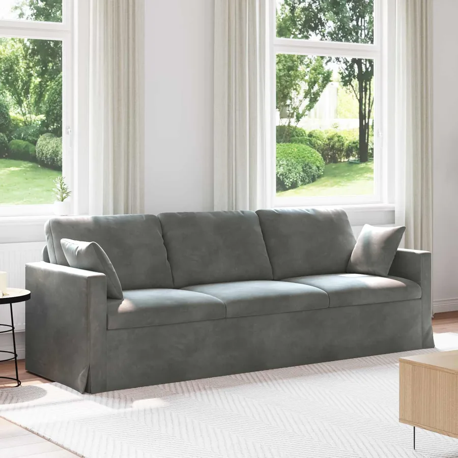 Canapé Gris foncé 228 x 78 x 80 cm Velours