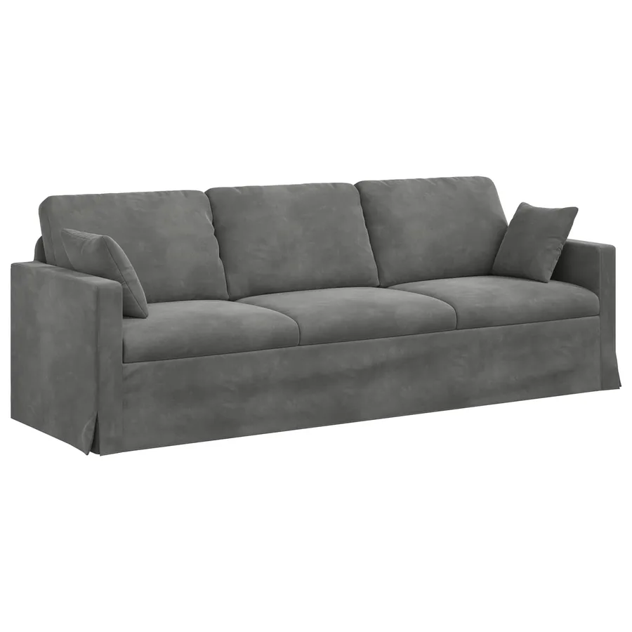 Canapé Gris foncé 228 x 78 x 80 cm Velours - 2