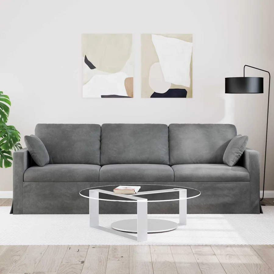 Canapé Gris foncé 228 x 78 x 80 cm Velours - 3