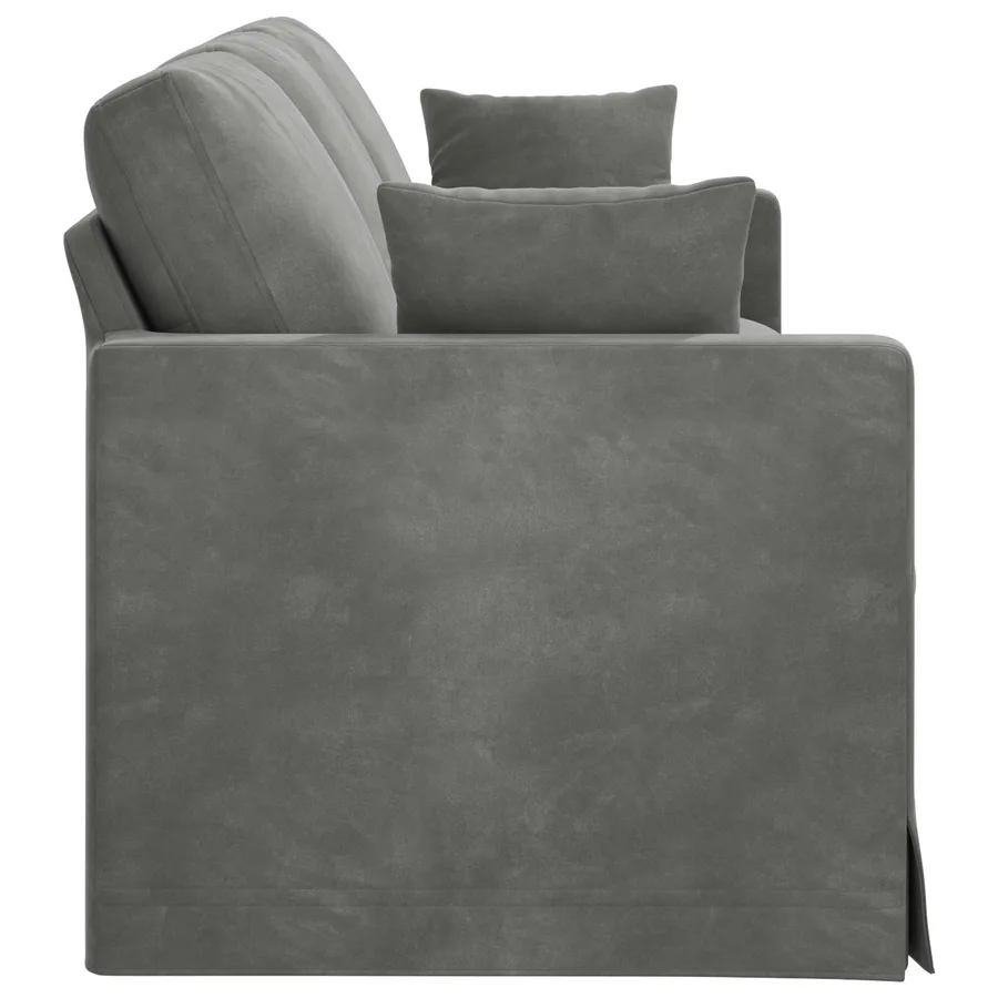 Canapé Gris foncé 228 x 78 x 80 cm Velours - 5