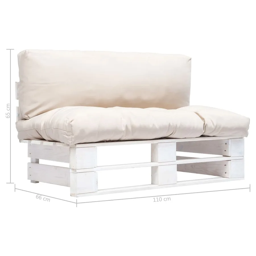 Canapé de jardin palette avec coussins sable Pinède - 3