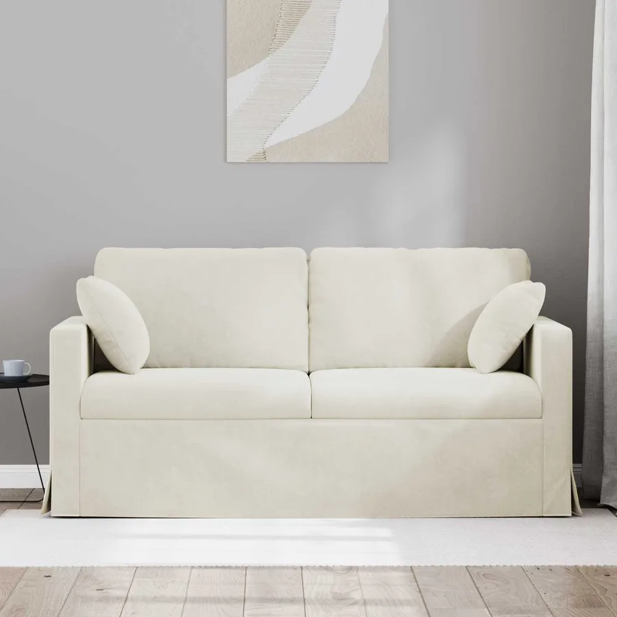 Canapé Crème 158 x 78 x 80 cm Velours - 3