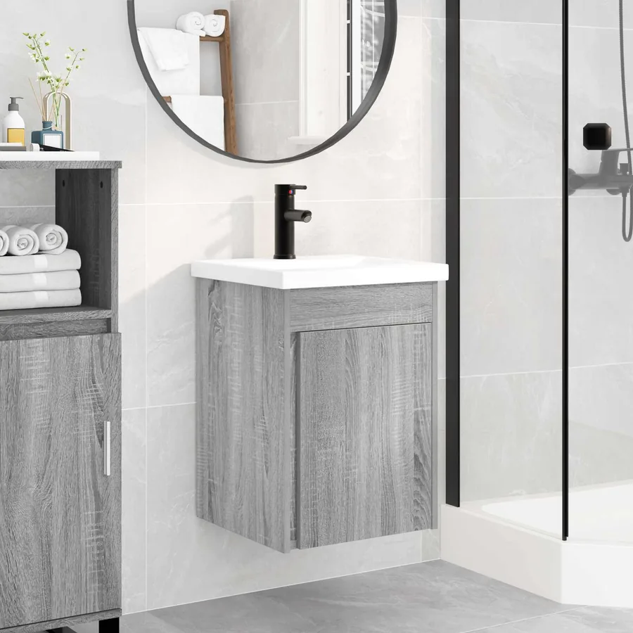 Meuble de salle de bain avec robinet Sonoma gris