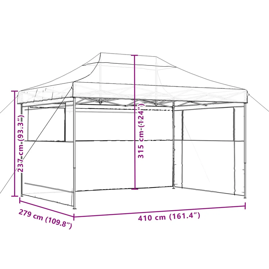 Tente de fête Noir 279 x 410 x 315 cm Tissu Oxford - 11