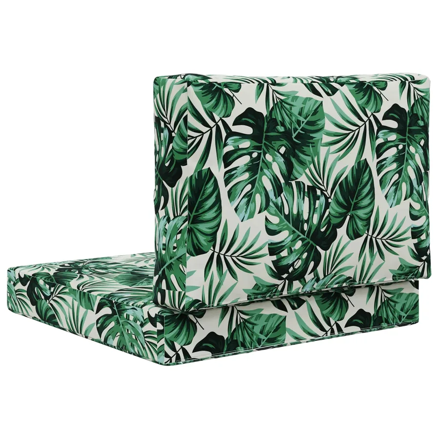 Coussin de canapé d'extérieur 2 pcs Motif feuille Polyester - 7