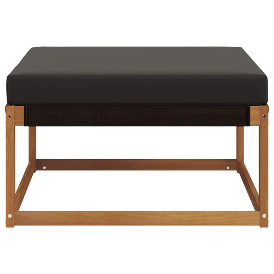 Pouf d'Extérieur Bois d'acacia massif et Textilène Naturel - 5