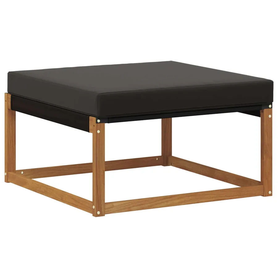 Pouf d'Extérieur Bois d'acacia massif et Textilène Naturel - 6
