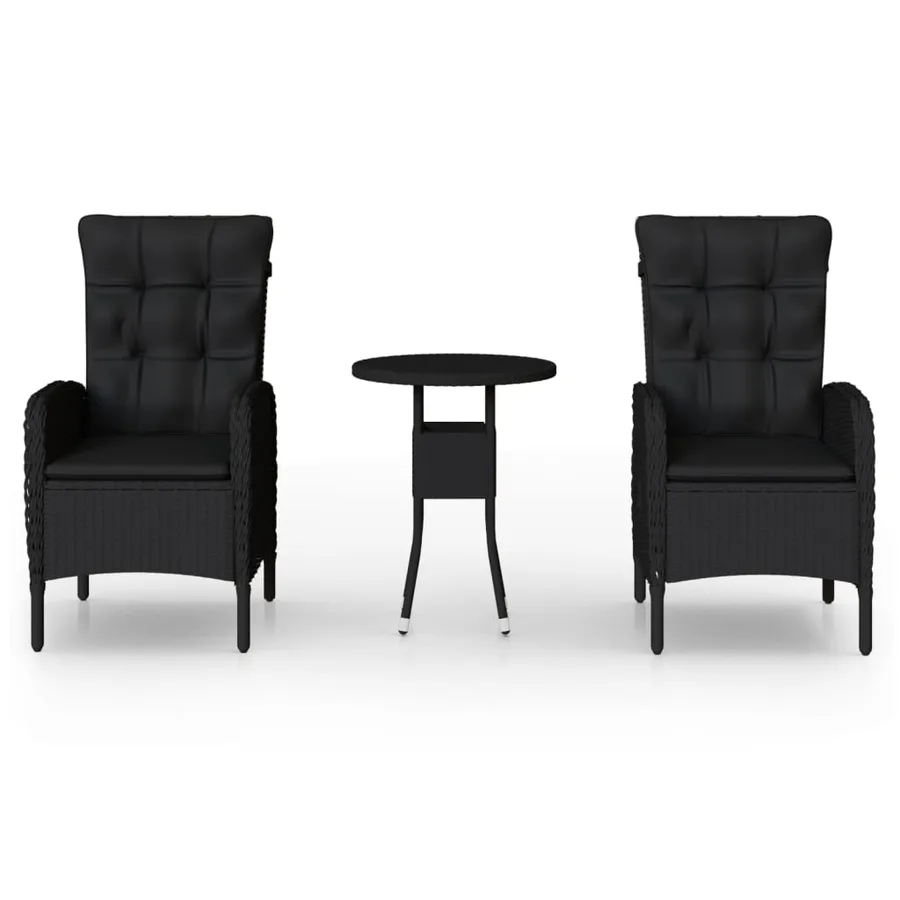 Ensemble de bistro de jardin 3 pcs Résine tressée Noir - 2