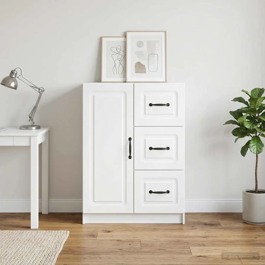 Buffet Blanc 66 x 34,5 x 87 cm Bois d'ingénierie
