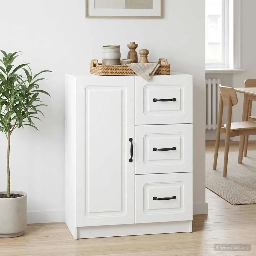 Buffet Blanc 66 x 34,5 x 87 cm Bois d'ingénierie - 4