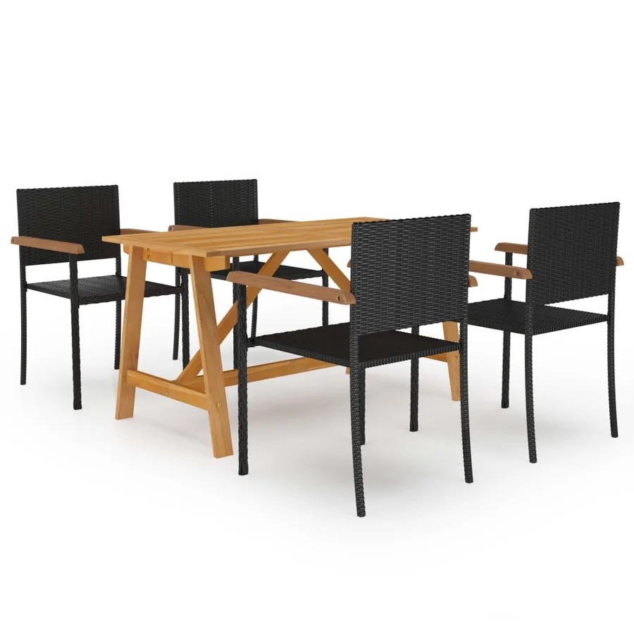 Ensemble à manger de jardin 5 pcs Noir